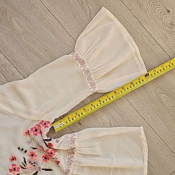 Miss Selfridge Fairycore Whimsical Floral Embroidered Peplum Blouse - Picture 9 of 13